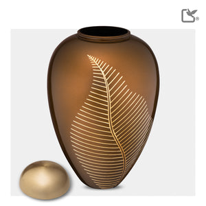 A541   Elegant Leaf Standard Adult Urn Bronze & Bru Gold