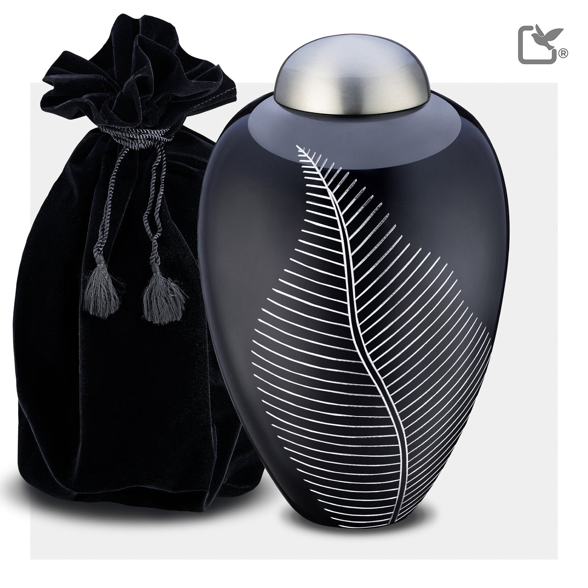 A542   Elegant Leaf Standard Adult Urn Midnight & Bru Pewter