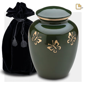 A571   Divine Butterfly Quest Standard Adult Urn Green & Bru Gold