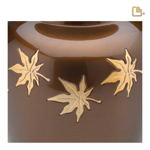 A573   Divine Autumn Leaves Standard Adult Urn Bronze & Bru Gold