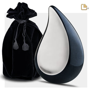 A580   TearDrop Standard Adult Urn Midnight & Bru Pewter