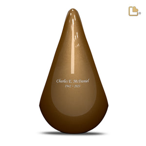 A581   TearDrop Standard Adult Urn Bronze & Hmd Gold