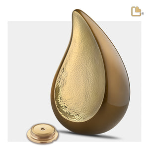 A581   TearDrop Standard Adult Urn Bronze & Hmd Gold