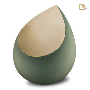 A585   Drop Standard Adult Urn Sage Green & Bru Gold