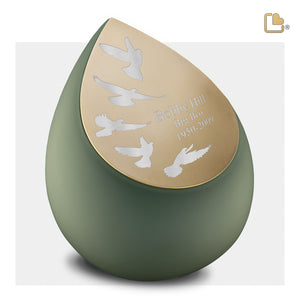 A585   Drop Standard Adult Urn Sage Green & Bru Gold