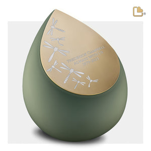 A585   Drop Standard Adult Urn Sage Green & Bru Gold