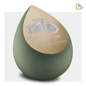 A585   Drop Standard Adult Urn Sage Green & Bru Gold