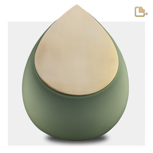 A585   Drop Standard Adult Urn Sage Green & Bru Gold