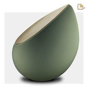 A585   Drop Standard Adult Urn Sage Green & Bru Gold