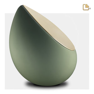 A585   Drop Standard Adult Urn Sage Green & Bru Gold