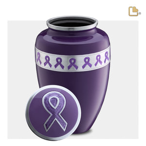 A901   Awareness Standard Adult Urn Purple & Bru Pewter