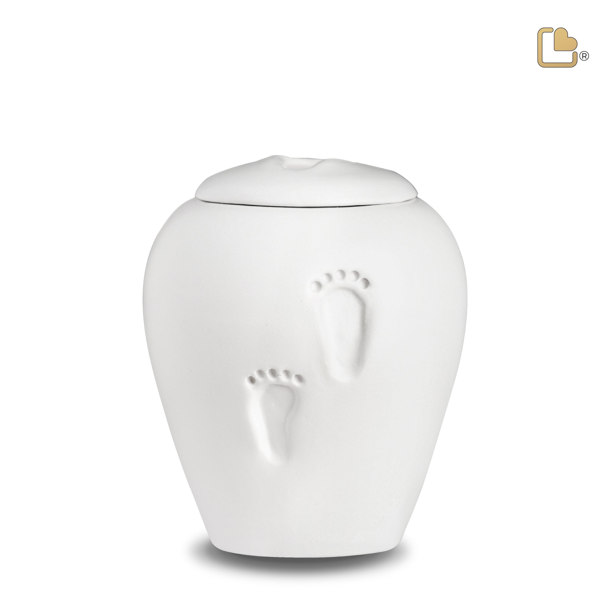 BC131   Ivory Baby Footprints Child Urn Eco Pigment