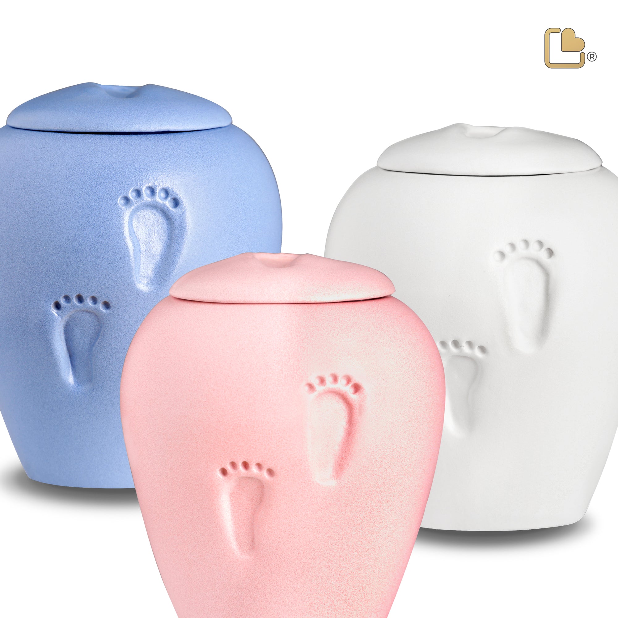 BC131   Ivory Baby Footprints Child Urn Eco Pigment