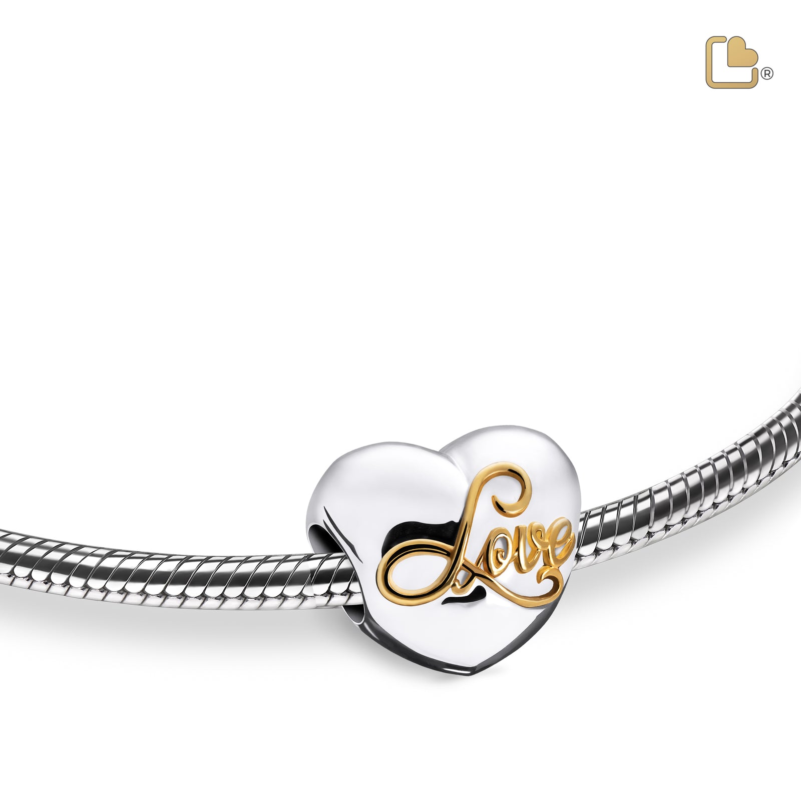 BD2002   Spell your Love Ashes Bead Pol Silver & Gold Vermeil