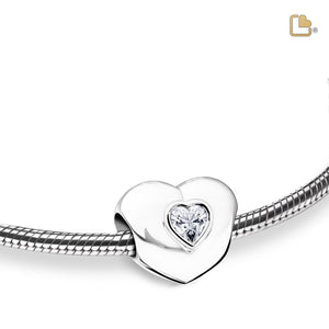 BD2003   Heart to Heart Ashes Bead Pol Silver w/Zirconia