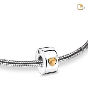 BD2013   Glowing Heart Ashes Bead Pol Silver & Gold Vermeil