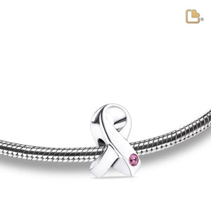 BD2070   Awareness Ashes Bead Pink & Pol Silver w/Zirconia