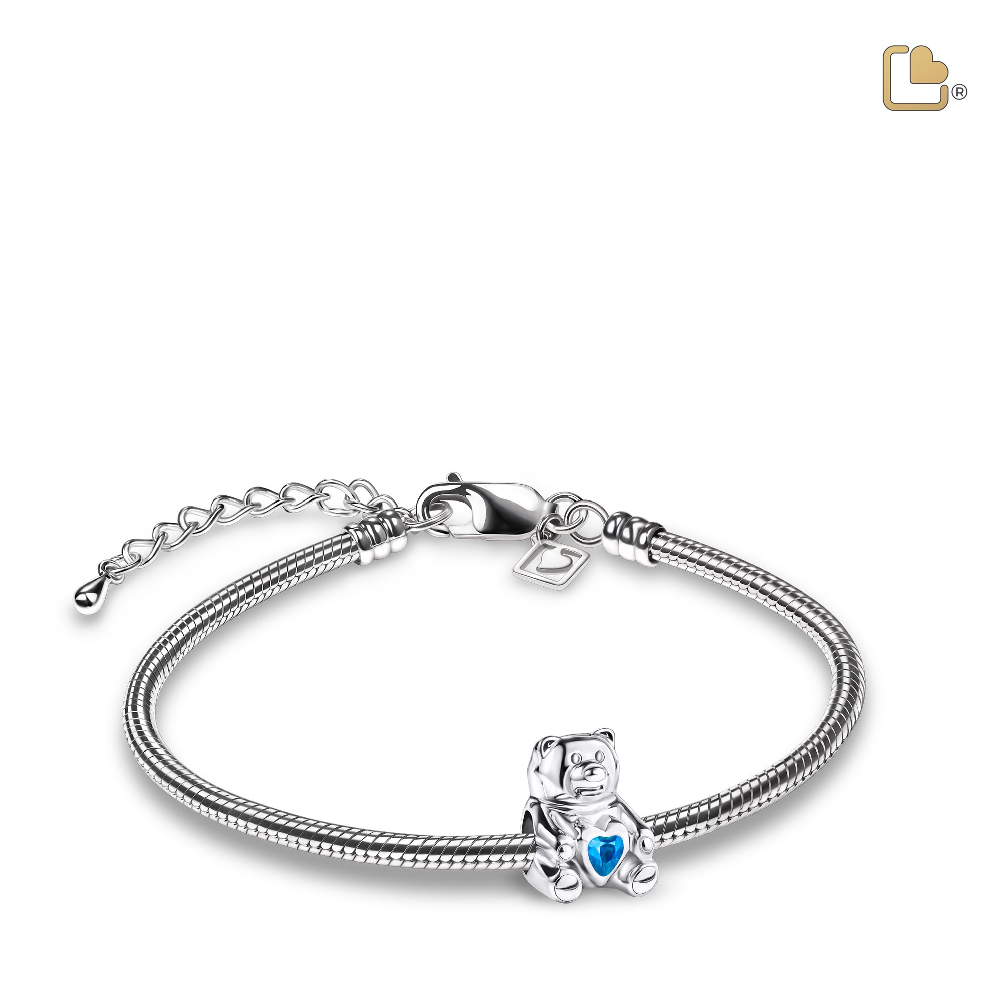 BD2081   CuddleBear Ashes Bead Blue & Pol Silver w/Zirconia