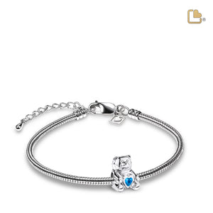 BD2081   CuddleBear Ashes Bead Blue & Pol Silver w/Zirconia