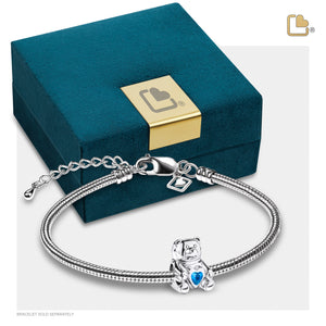 BD2081   CuddleBear Ashes Bead Blue & Pol Silver w/Zirconia