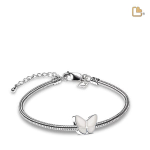 BD2092   Wings of Hope Ashes Bead Pearl White & Pol Silver