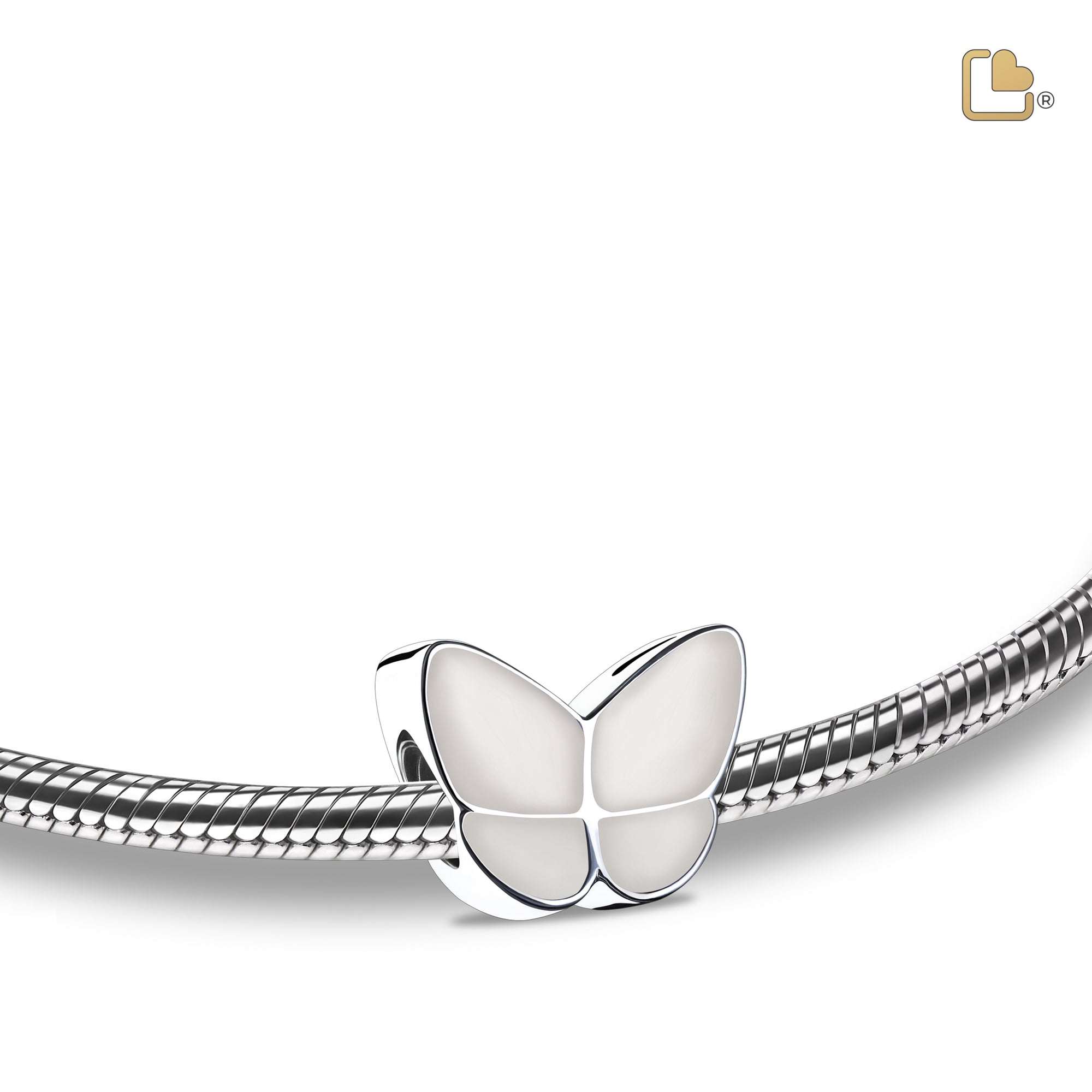 BD2092   Wings of Hope Ashes Bead Pearl White & Pol Silver