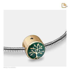 BD2121   Tree of Love Ashes Bead Pearl Green & Pol Gold Vermeil