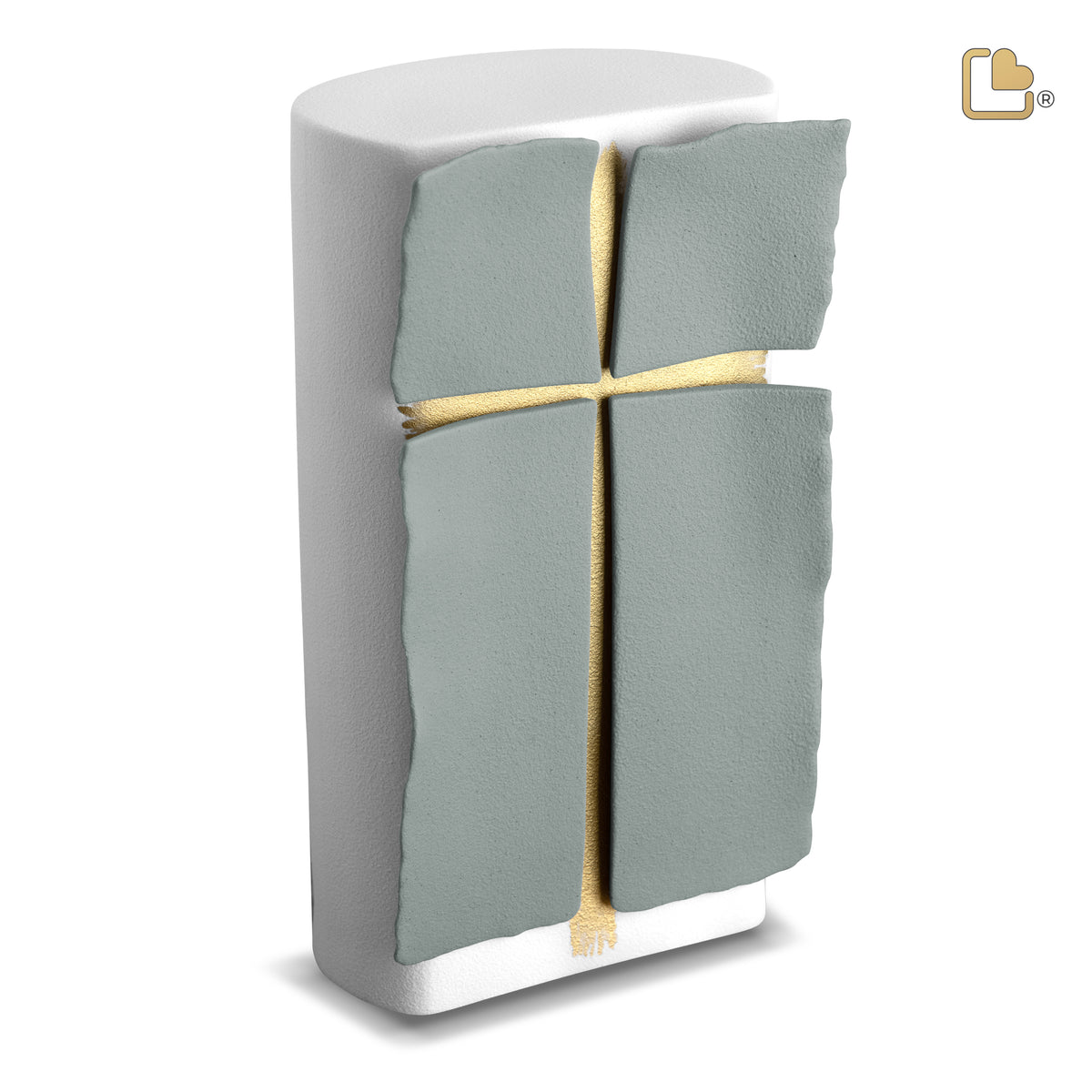 CA140   Holy Cross Standard Adult Urn Silver Grey & White