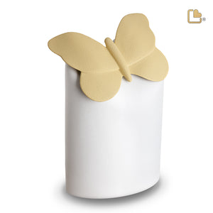 CA151   Paradise Butterfly Standard Adult Urn White & Yellow