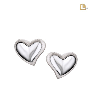 ER1000   Leaning Heart Stud Earrings Pol & Bru Silver