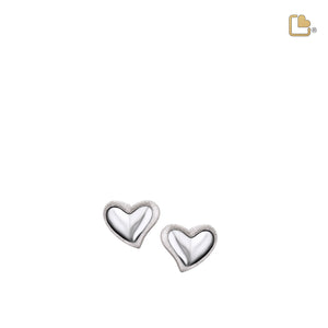 ER1000   Leaning Heart Stud Earrings Pol & Bru Silver