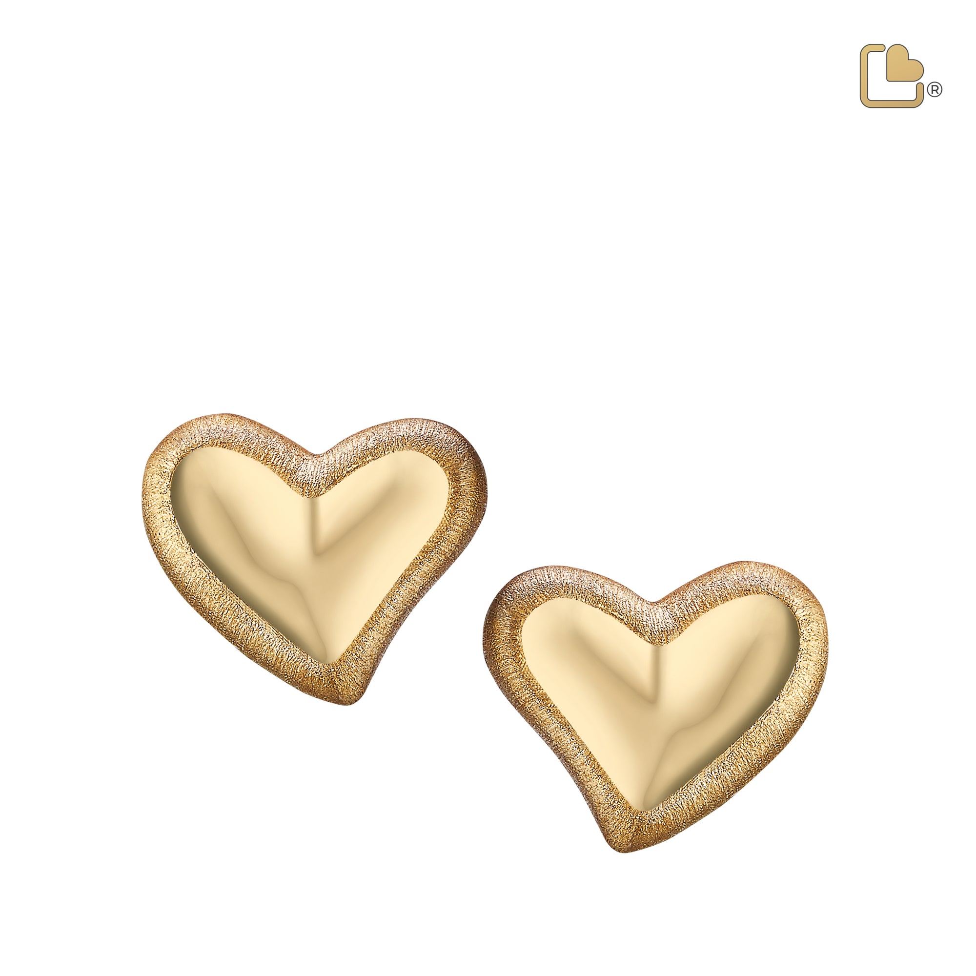 ER1001   Leaning Heart Stud Earrings Pol & Bru Gold Vermeil