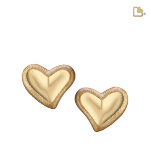 ER1001   Leaning Heart Stud Earrings Pol & Bru Gold Vermeil