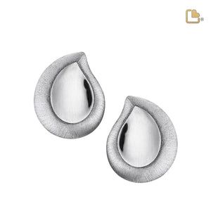 ER1020   TearDrop Stud Earrings Pol & Bru Silver