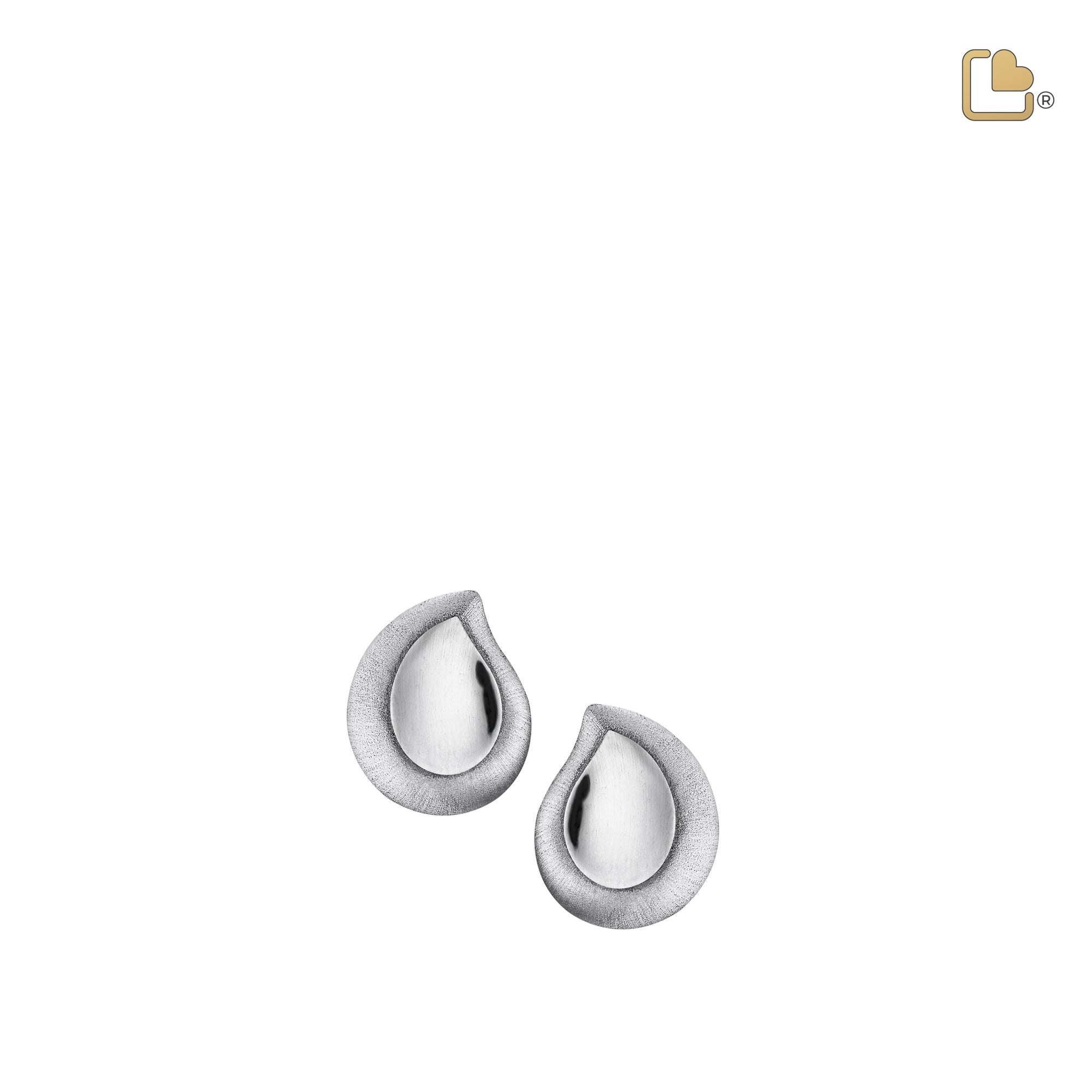 ER1020   TearDrop Stud Earrings Pol & Bru Silver