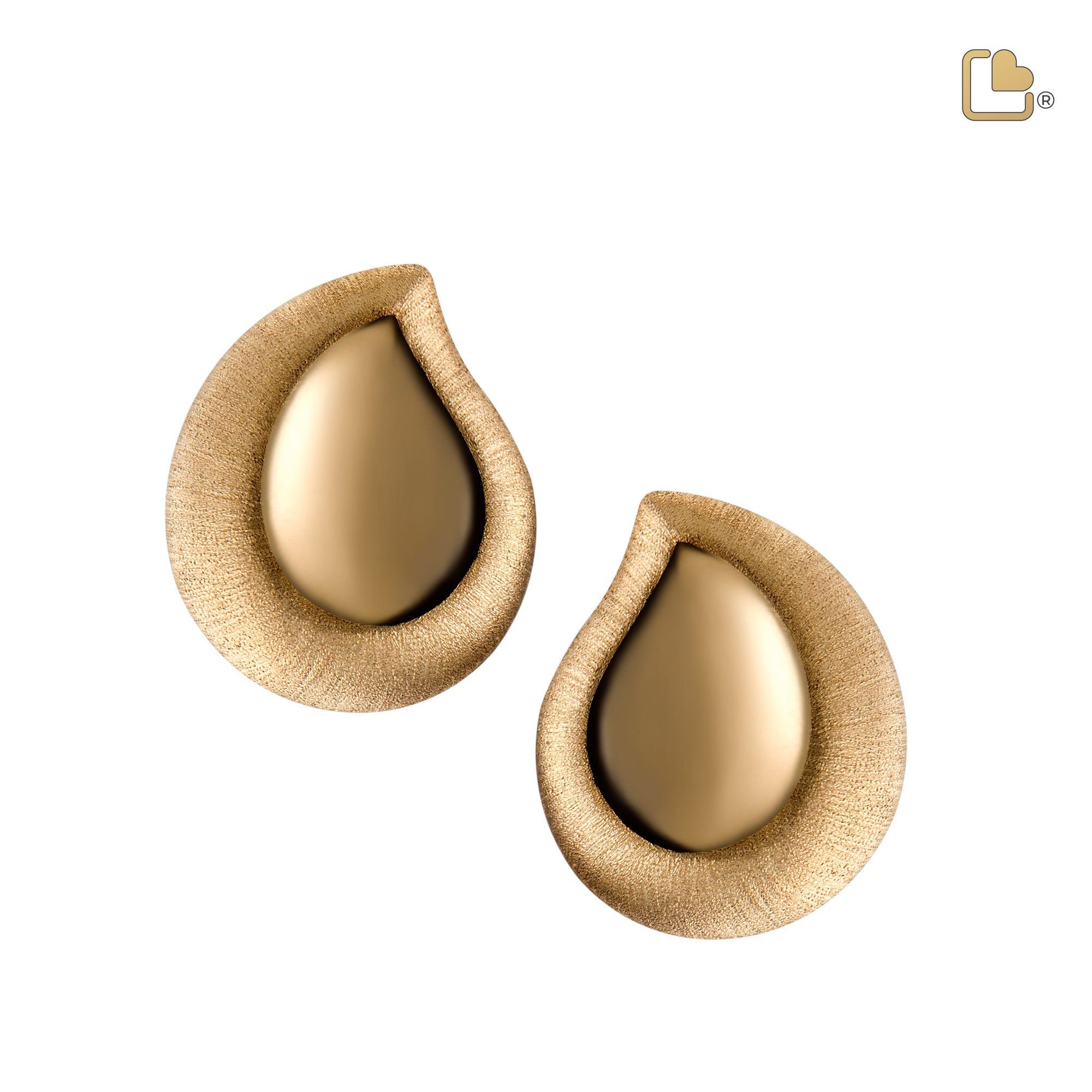 ER1021   TearDrop Stud Earrings Pol & Bru Gold Vermeil