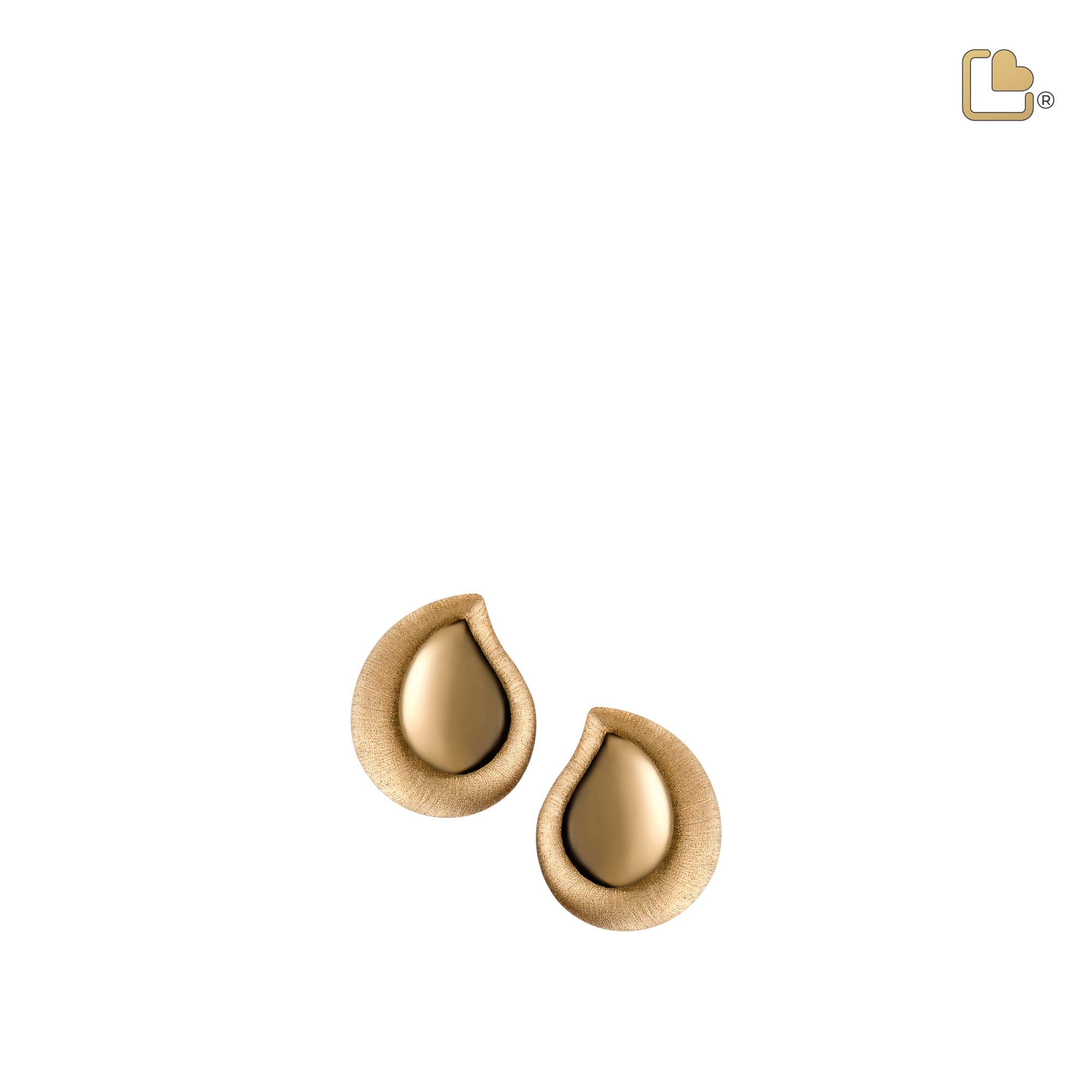 ER1021   TearDrop Stud Earrings Pol & Bru Gold Vermeil