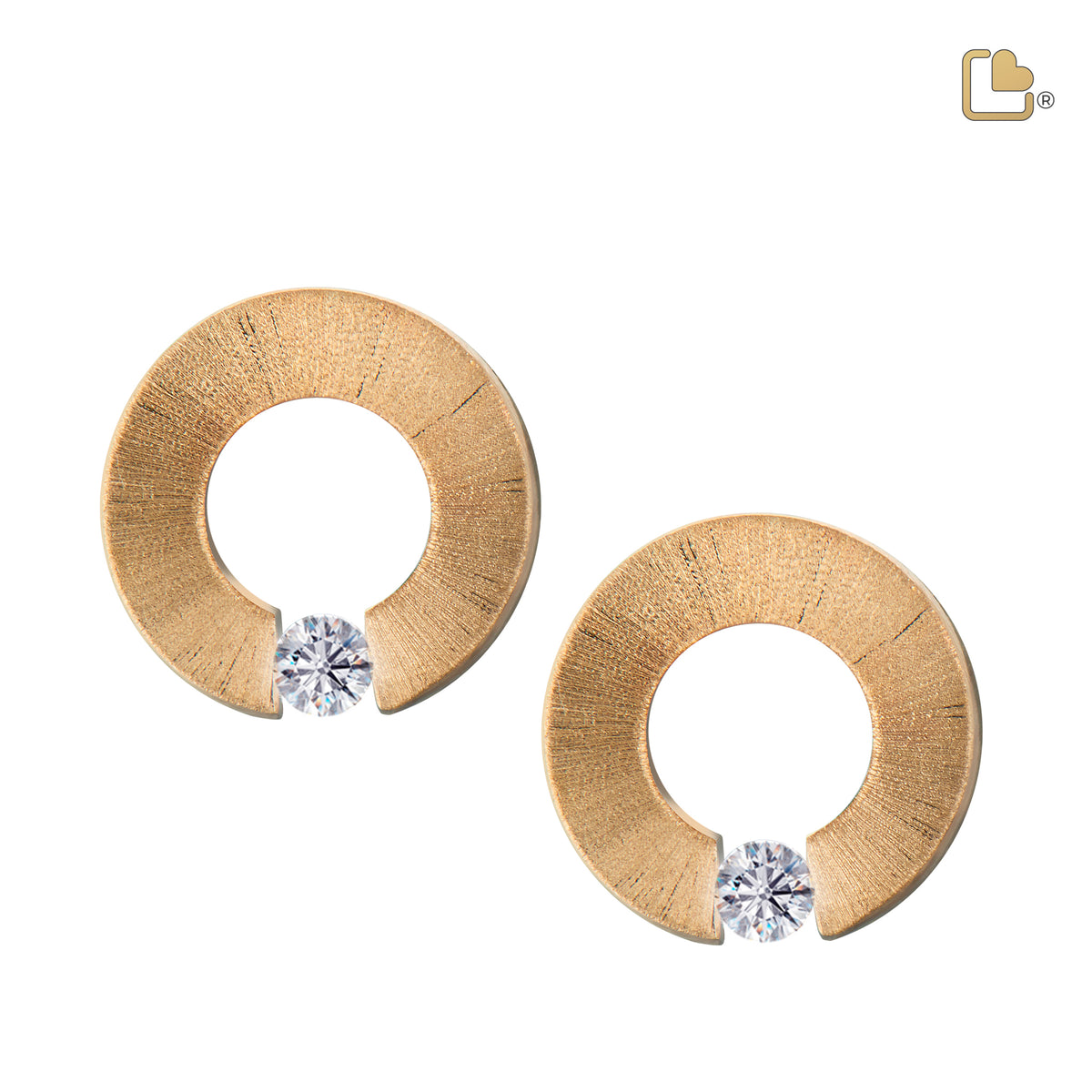 ER1041   Omega Stud Earrings Pol & Bru Gold Vermeil