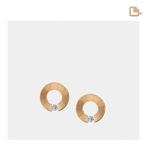 ER1041   Omega Stud Earrings Pol & Bru Gold Vermeil
