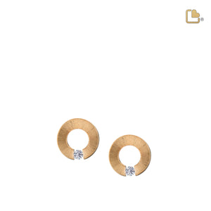 ER1041   Omega Stud Earrings Pol & Bru Gold Vermeil