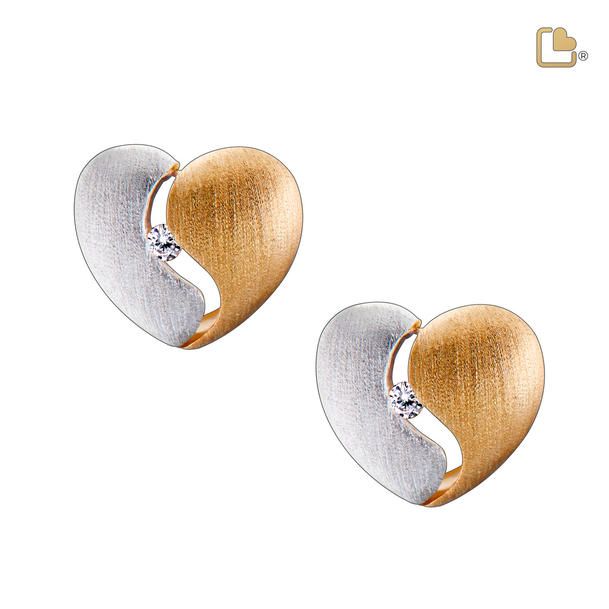 ER1050   HeartFelt Stud Earrings Bru Silver & Gold Vermeil