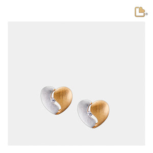 ER1050   HeartFelt Stud Earrings Bru Silver & Gold Vermeil
