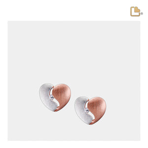 ER1051   HeartFelt Stud Earrings Bru Silver & Rose Gold Vermeil