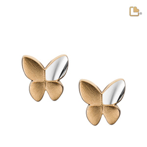 ER1160   Butterfly Stud Earrings Bru Silver & Gold Vermeil