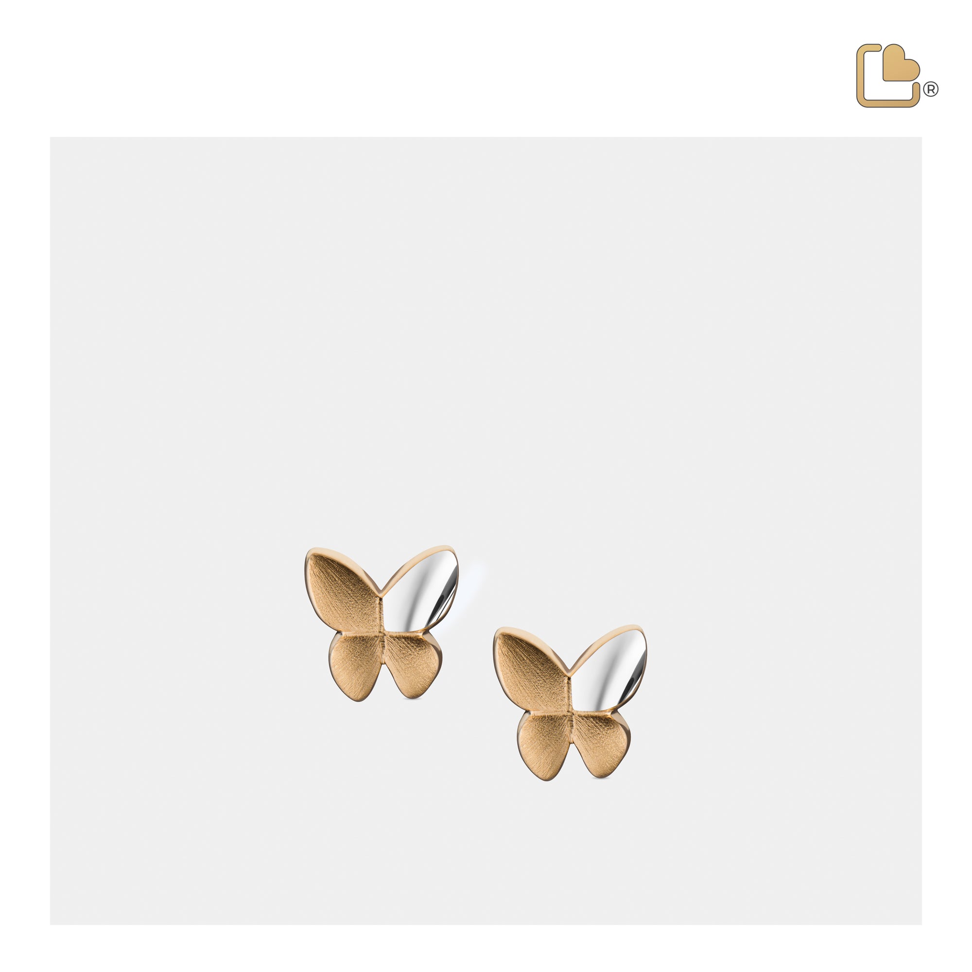 ER1160   Butterfly Stud Earrings Bru Silver & Gold Vermeil