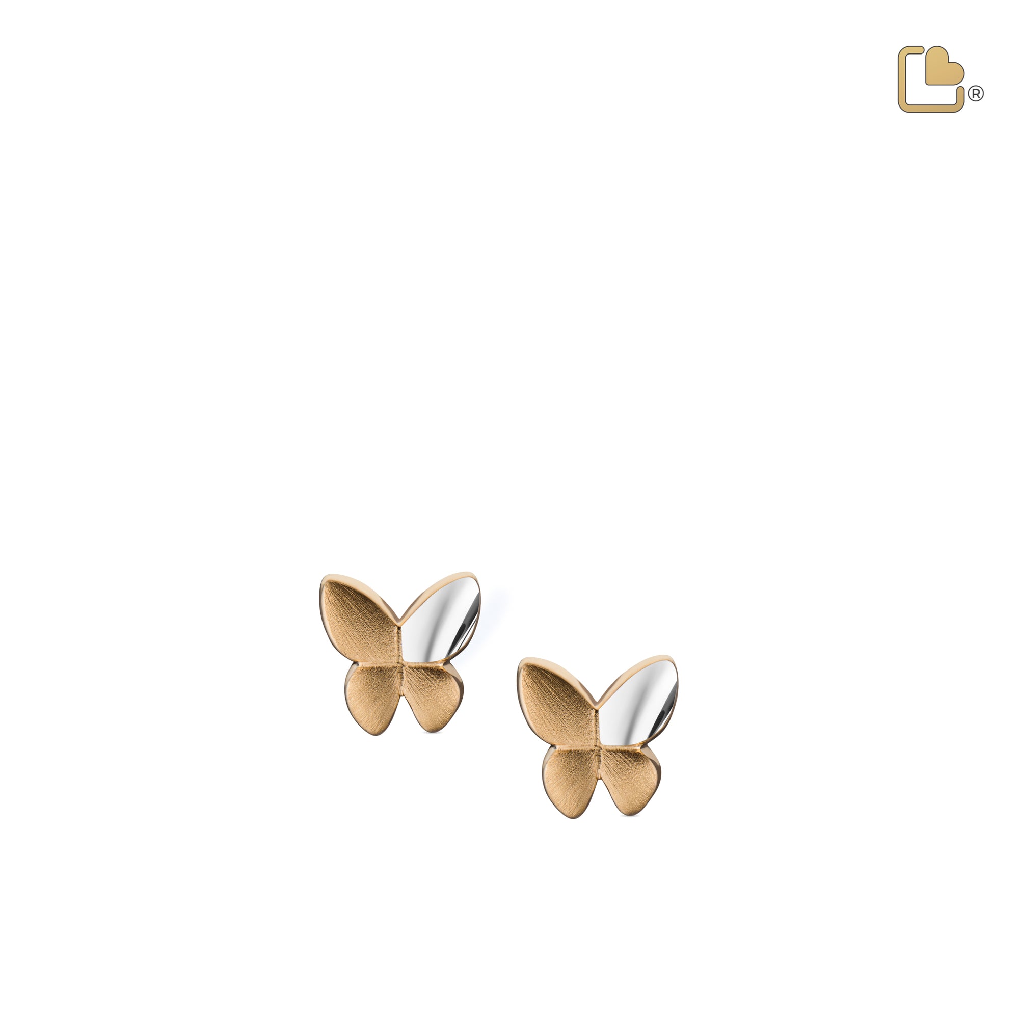 ER1160   Butterfly Stud Earrings Bru Silver & Gold Vermeil