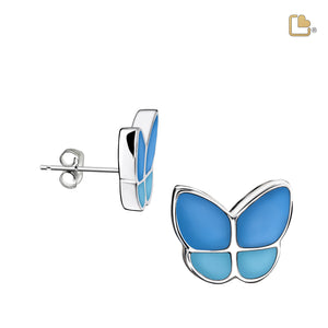 ER1201   Wings of Hope Stud Earrings Pearl Blue & Pol Silver