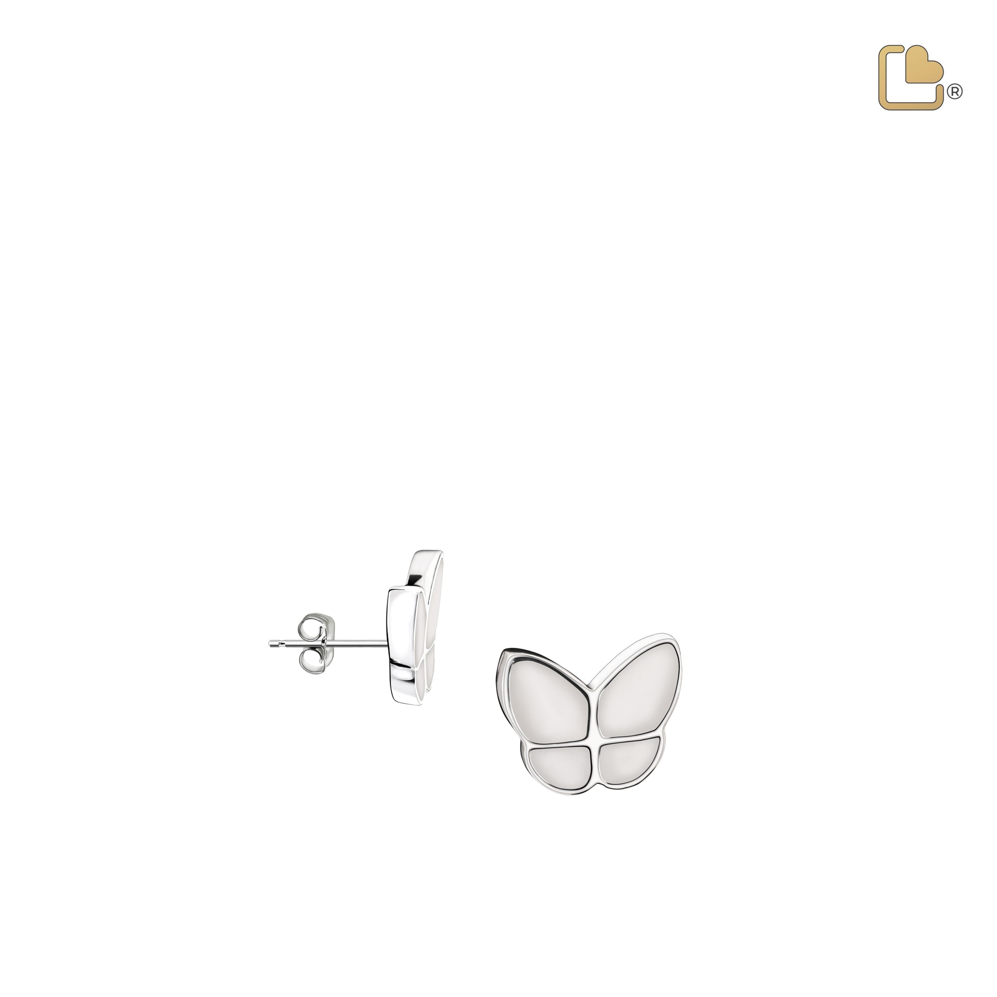 ER1202   Wings of Hope Stud Earrings Pearl White & Pol Silver