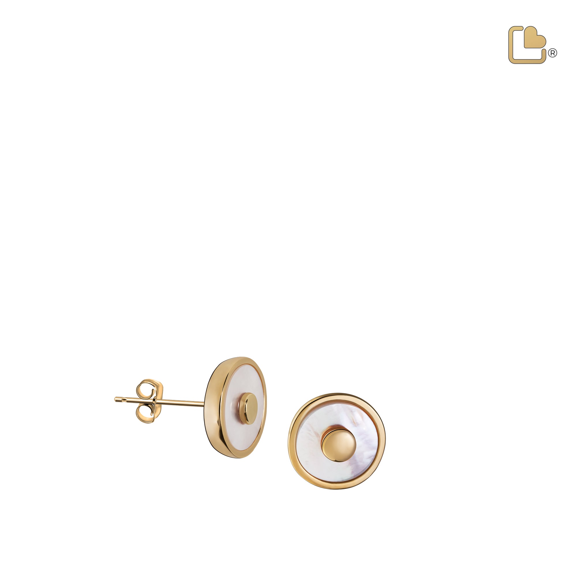 ER1290   Mother of Pearl Stud Earrings Pol Gold Vermeil