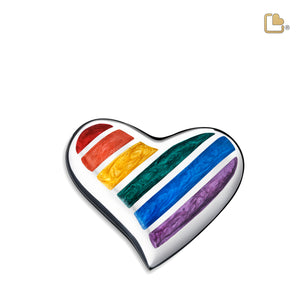 H222   Pride Rainbow Heart Keepsake Urn Pol Silver